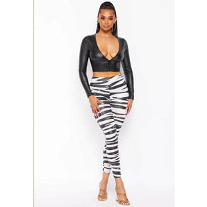 Black and White Club Safari Two Piece Set - The Trap Doll Hou$e Boutique Black and White Club Safari Two Piece Set