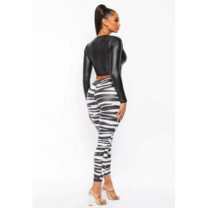 Black and White Club Safari Two Piece Set - The Trap Doll Hou$e Boutique Black and White Club Safari Two Piece Set