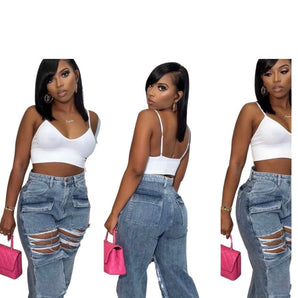 "Keepin It Cute" Denim Distressed Jeans - The Trap Doll Hou$e Boutique"Keepin It Cute" Denim Distressed Jeans