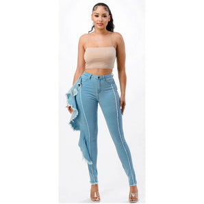 "Side Ruffle" Jeans - The Trap Doll Hou$e Boutique "Side Ruffle" Jeans