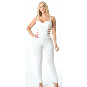 "Side View" (White) Jumpsuit - The Trap Doll Hou$e Boutique "Side View" (White) Jumpsuit